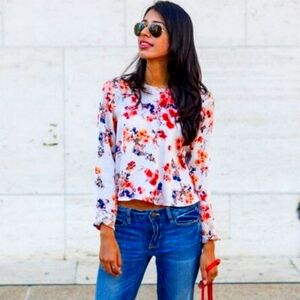 ZARA floral cropped blouse